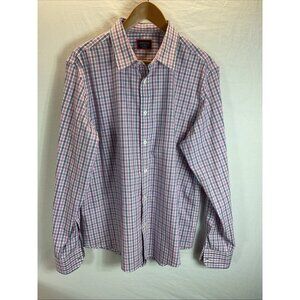 Untuckit Shirt Mens XL Pink Plaid Slim Fit Wrinkle Free Button Up Preppy Cotton